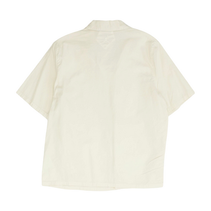 Cream Solid Short Sleeve Button Down