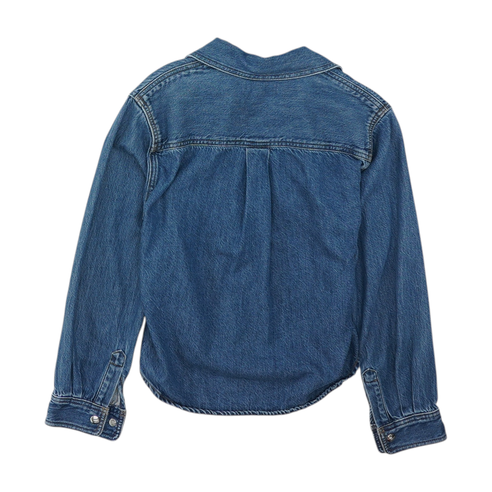 Blue Solid Denim Jacket