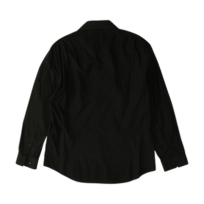 Black Solid Long Sleeve Button Down