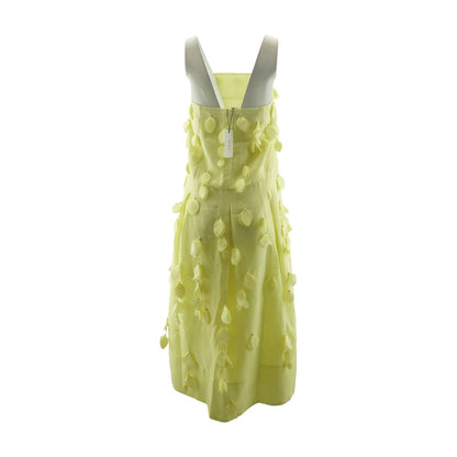 Yellow Applique Ballon Sleeve Top and Maxi Skirt Set