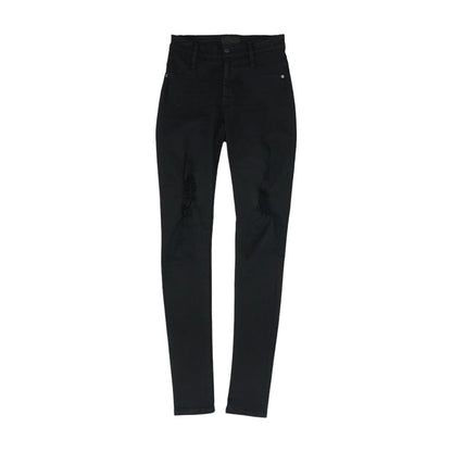 Black Solid Skinny Leg Jeans