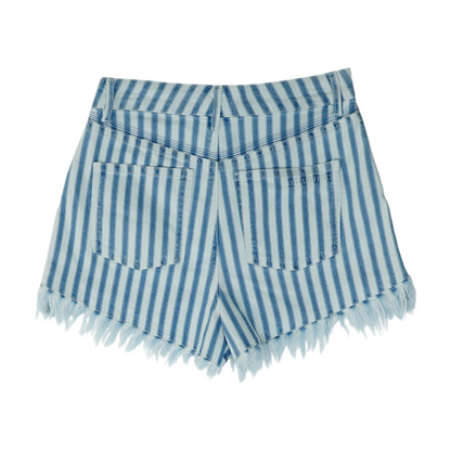 White Striped Denim Shorts