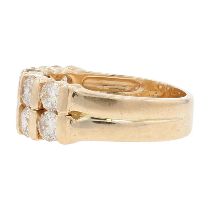 3 1/3 Ct 14K Gold Double Row Round Diamond Anniversary Ring
