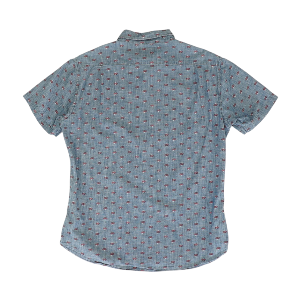 Blue Floral Short Sleeve Button Down
