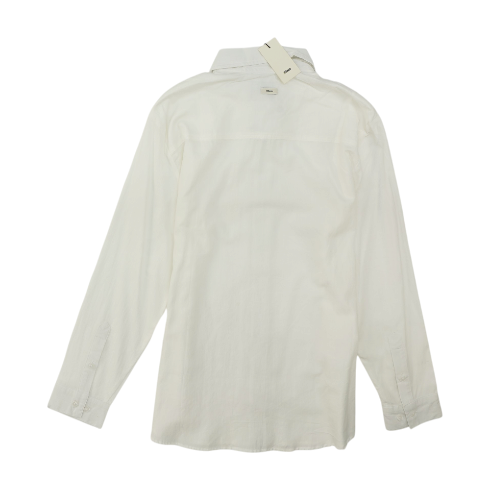 White Solid Long Sleeve Button Down