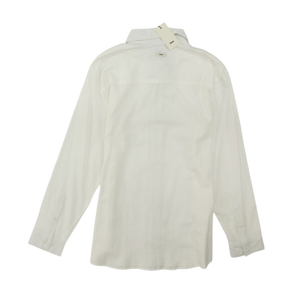 White Solid Long Sleeve Button Down