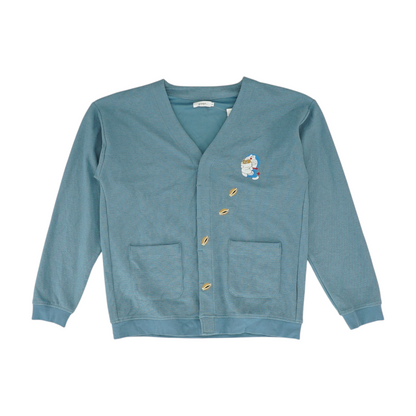 Blue Solid Cardigan Sweater
