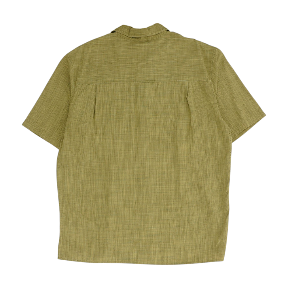 Green Solid Short Sleeve Button Down