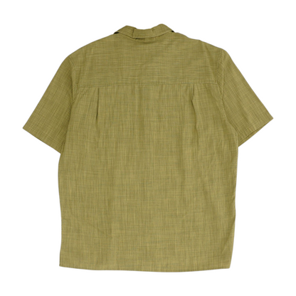 Green Solid Short Sleeve Button Down