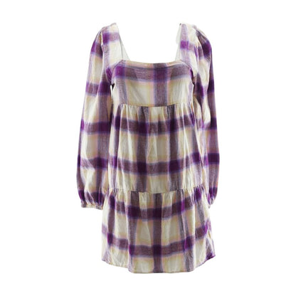 Purple Plaid Midi Dress