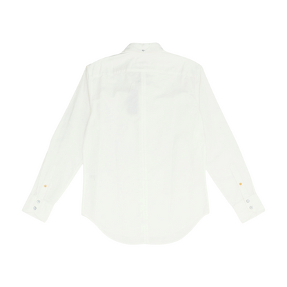 White Solid Long Sleeve Button Down