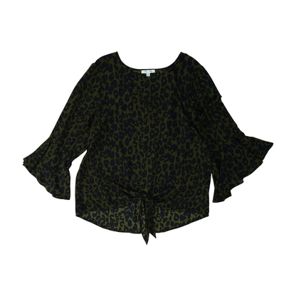 Green Animal Print Blouse
