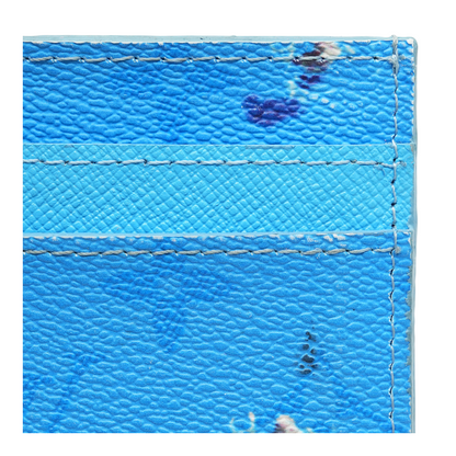 Pool Blue Double Card Holder in Colored Monogram Canvas