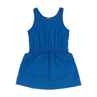 Blue Solid Midi Dress