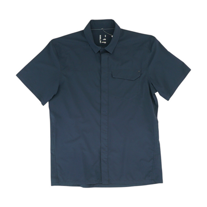 Navy Solid Short Sleeve Button Down