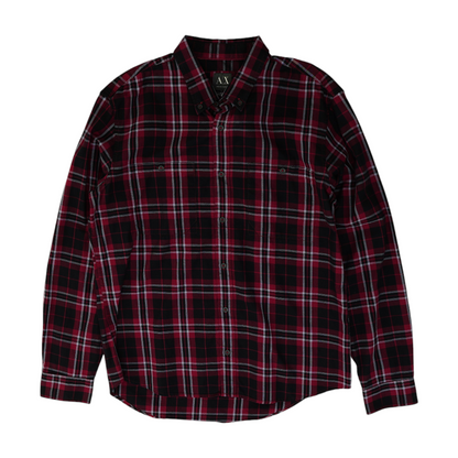 Maroon Plaid Long Sleeve Button Down