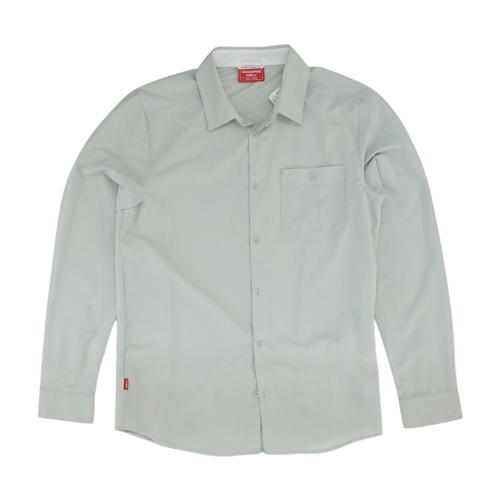 Gray Solid Long Sleeve Button Down