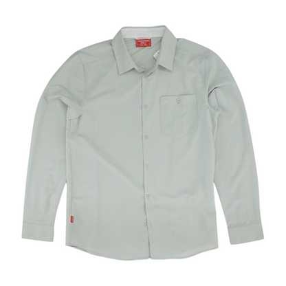 Gray Solid Long Sleeve Button Down