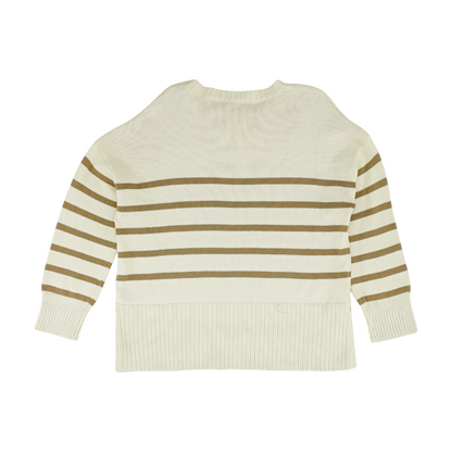 Beige Striped Pullover Sweater