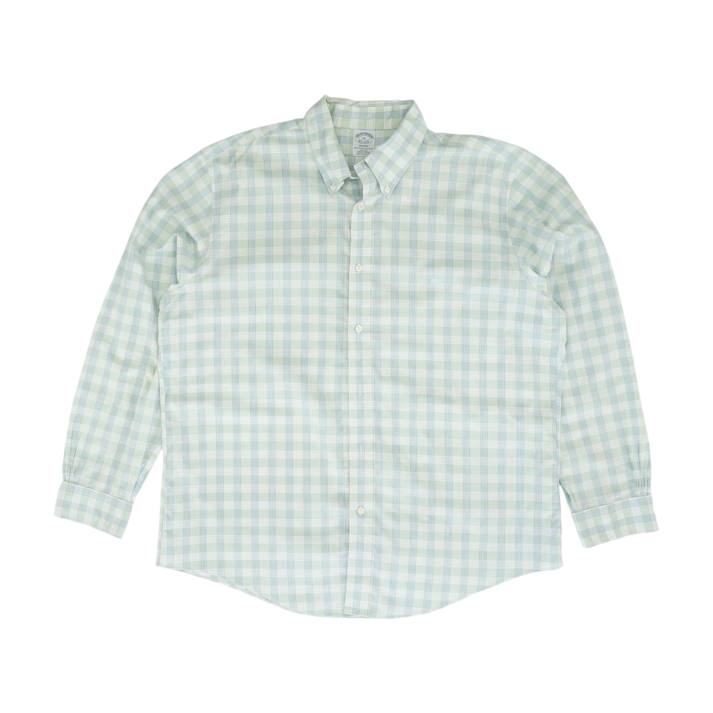 Green Plaid Long Sleeve Button Down