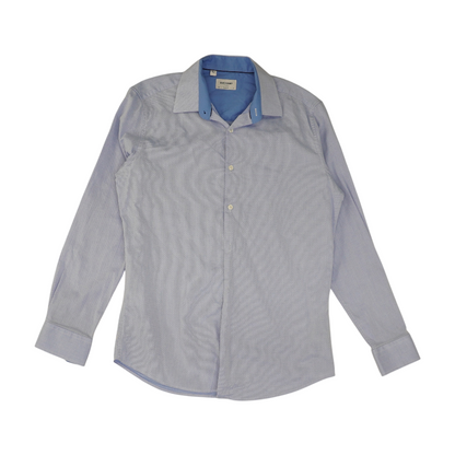 Blue Polka Dot Long Sleeve Button Down