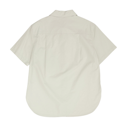 Beige Solid Short Sleeve Button Down
