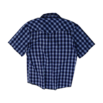 Blue Plaid Short Sleeve Button Down