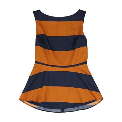 Navy Striped Sleeveless Blouse