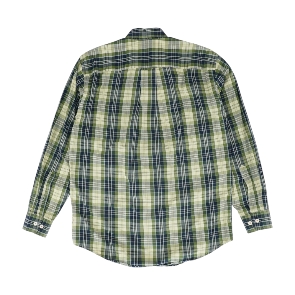 Green Plaid Long Sleeve Button Down