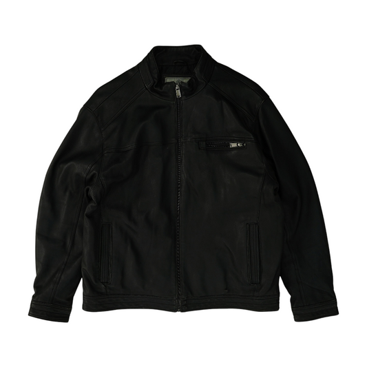 Black Solid Leather Jacket