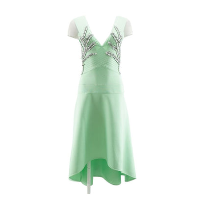Green Solid Midi Dress