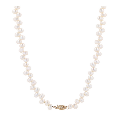 14K Yellow Gold Cultured Pearl Beaded Necklace