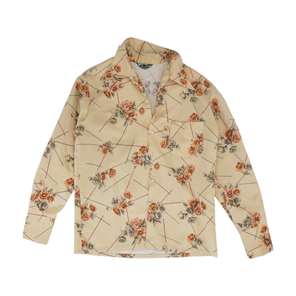 Vintage Tan Floral Long Sleeve Button Down