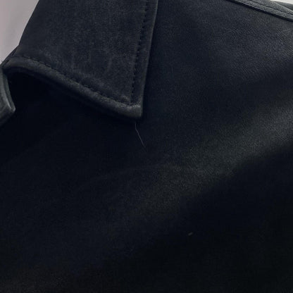 Black Solid Leather Jacket