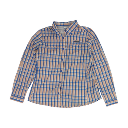 Peach Plaid Outdoor Button Down