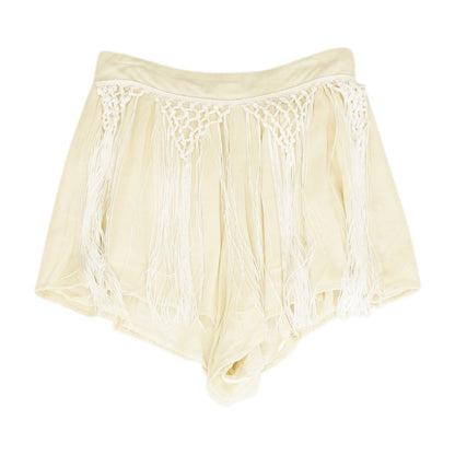 Beige Solid Shorts
