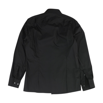 Black Solid Long Sleeve Button Down