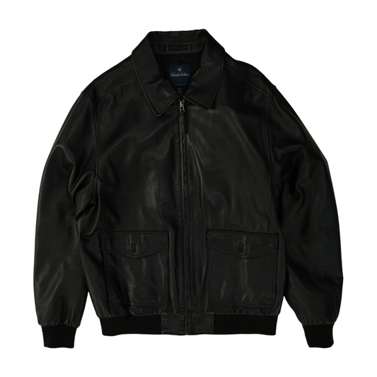 Black Solid Leather Jacket