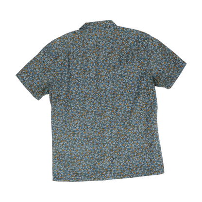 Blue Floral Short Sleeve Button Down