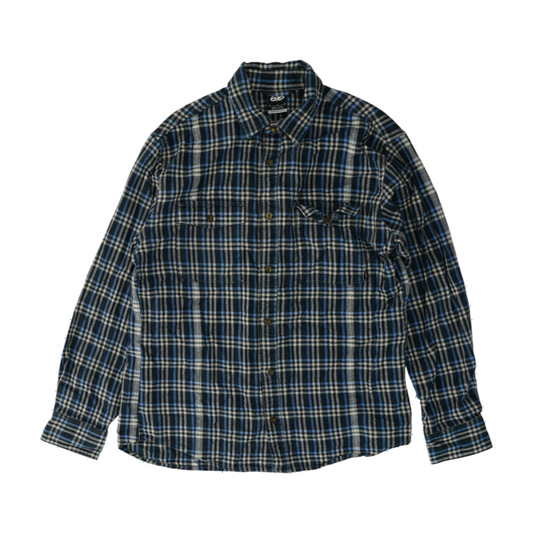 Navy Plaid Flannel Button Down
