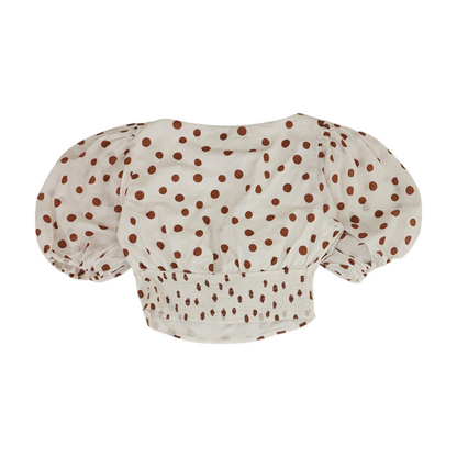 White Polka Dot Cropped Blouse