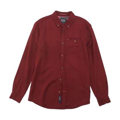 Burgundy Solid Long Sleeve Button Down
