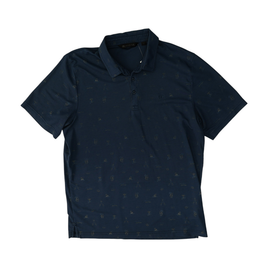 Navy Print Short Sleeve Polo