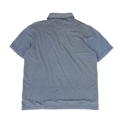 Navy Striped Short Sleeve Polo