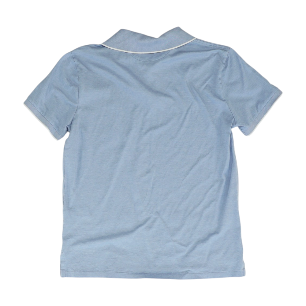 Blue Solid Short Sleeve Polo