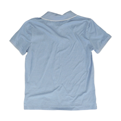 Blue Solid Short Sleeve Polo