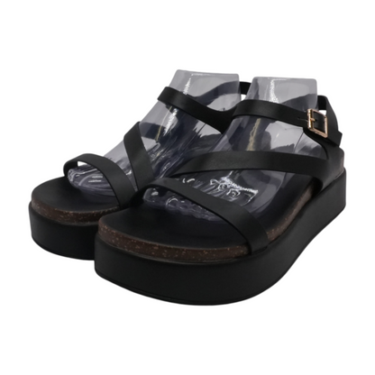 Black Wedged Sandals