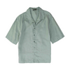 Green Solid Short Sleeve Button Down