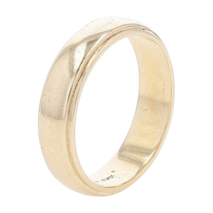 14K Gold Plain Band With Grooved Edges