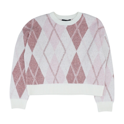 Pink Argyle Pullover Sweater